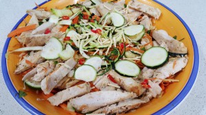 Chicken and crunchy noodle salad.