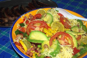 Healthy Mexican salad with avocado, beans and corn