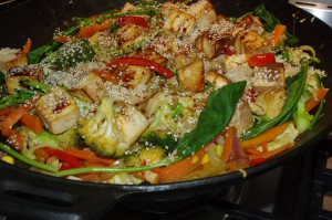 Stir fry with sesame seeds